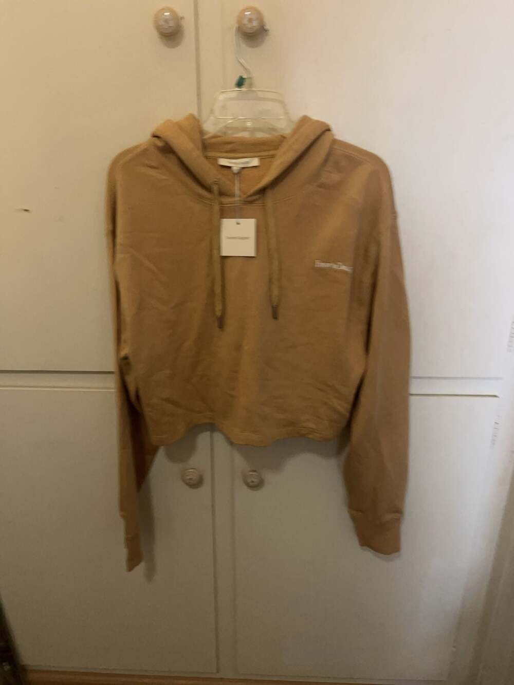 Favorite Daughter Tan Cropped Hoodie Size M